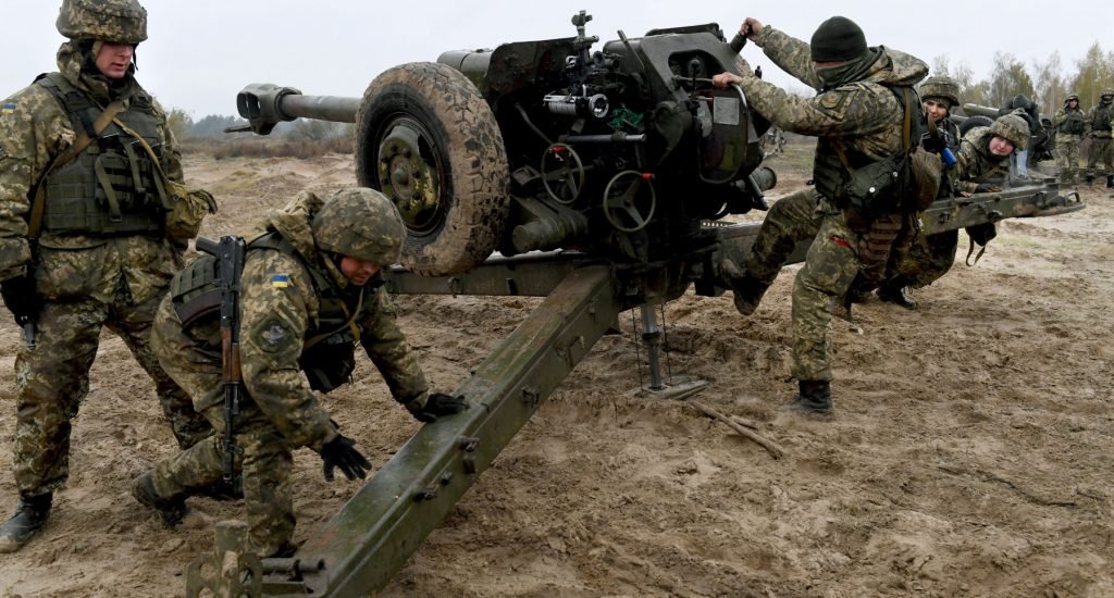 Oekraïense troepen tijdens een militaire oefening, 2017