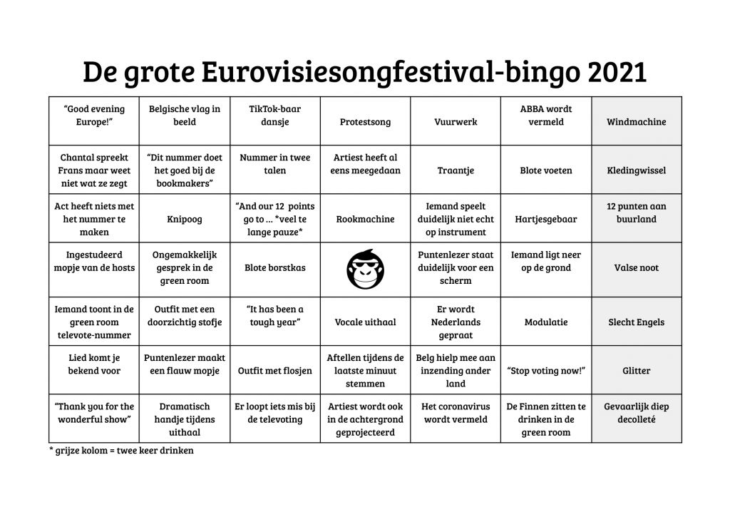 De grote Eurovisiesongfestival-bingo 2021