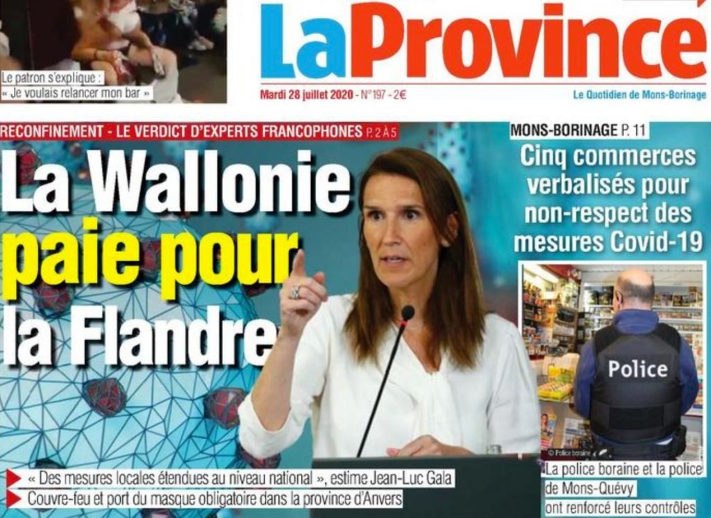 Cover La Provence 'La Wallonie paie pour la Flandre'