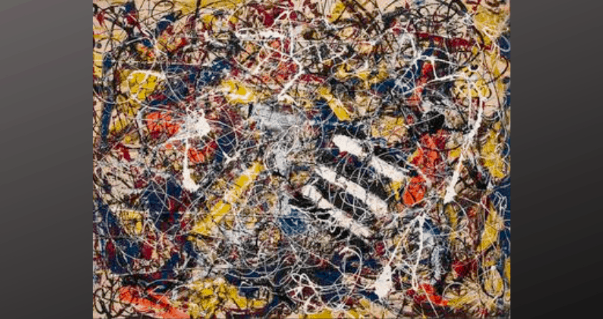 Een schilderij van Jackson Pollock.