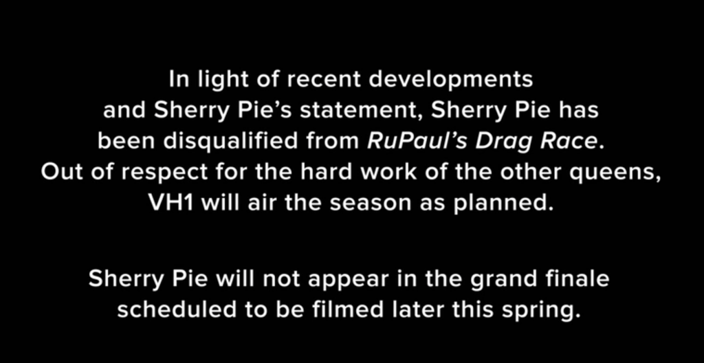 Sherry Pie gediskwalificeerd