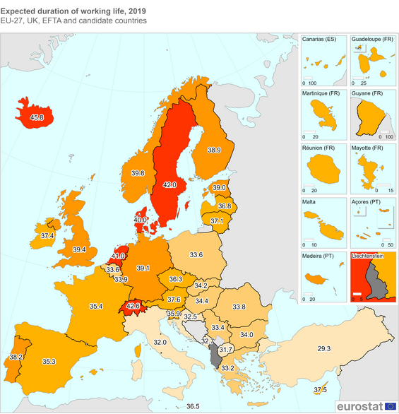 Expected duration of working life Eurostat