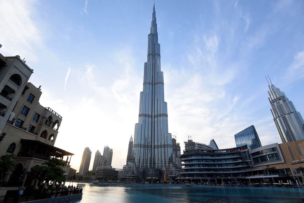 Het hoge gebouw Burj Khalifa in Dubai.