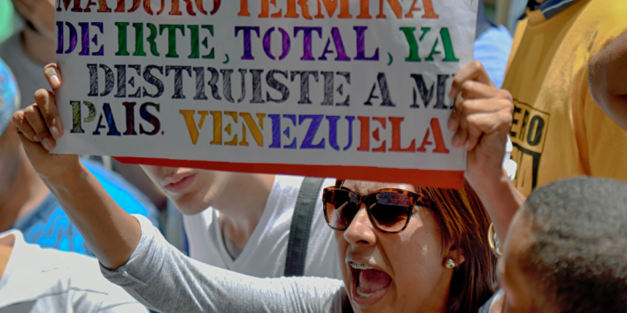 Woman protests against Maduro in Venezuela