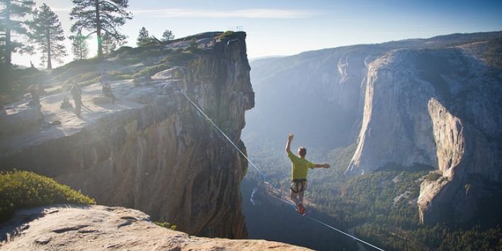 Yosemite National Park walk rope