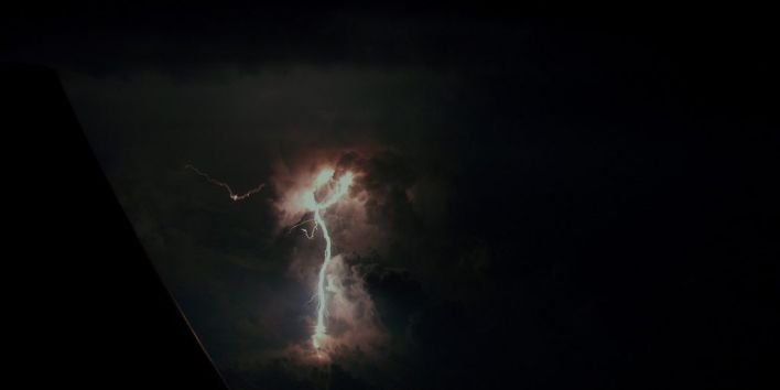 lightening plane sky storm