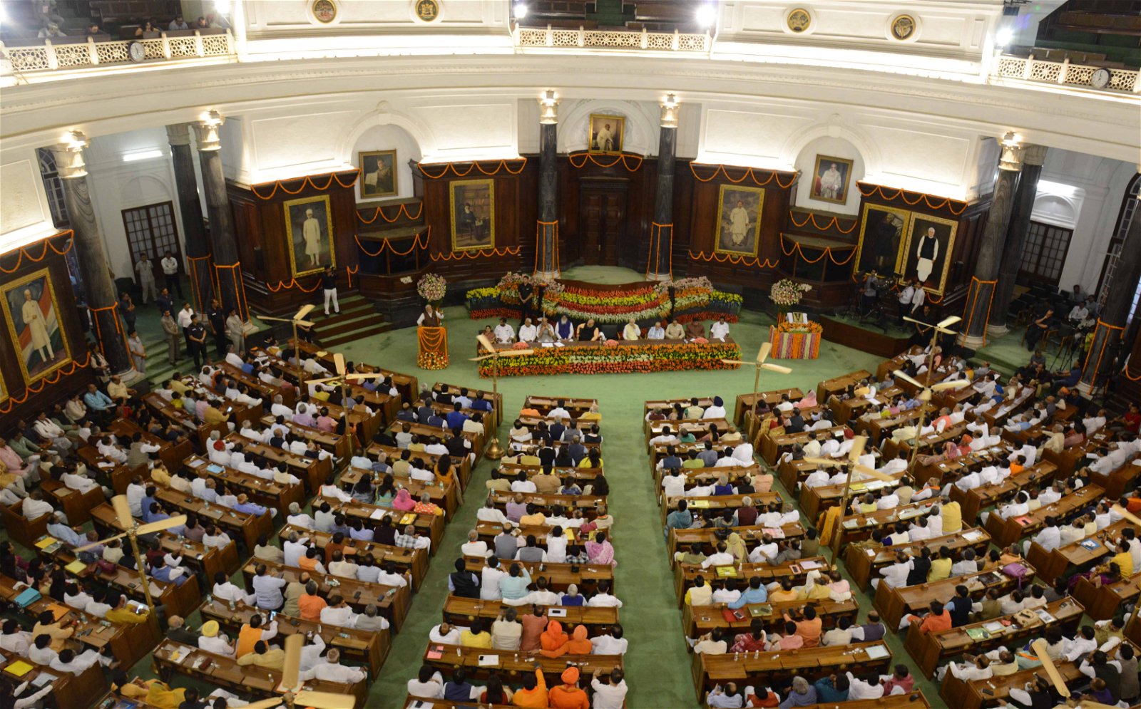 Een beeld van het parlement van India.