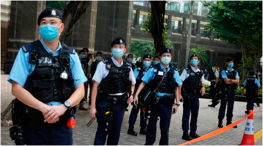 Politieagenten in Hongkong